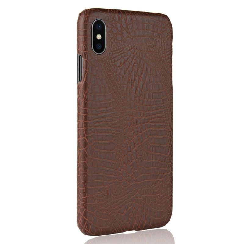 Hoesje voor iPhone XS Max Zwart Krokodillenhuideffect