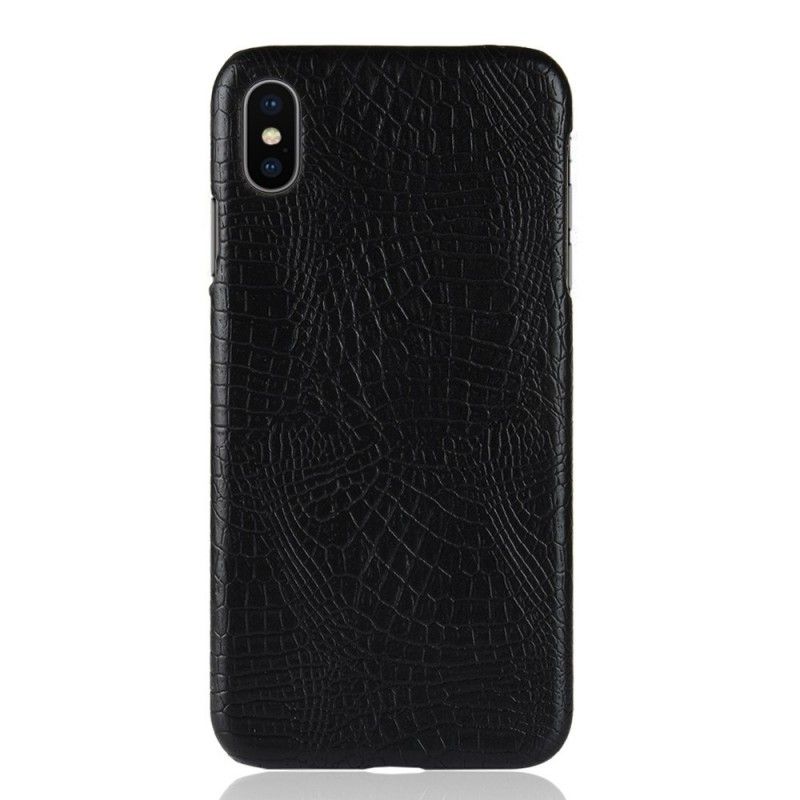 Hoesje voor iPhone XS Max Zwart Krokodillenhuideffect