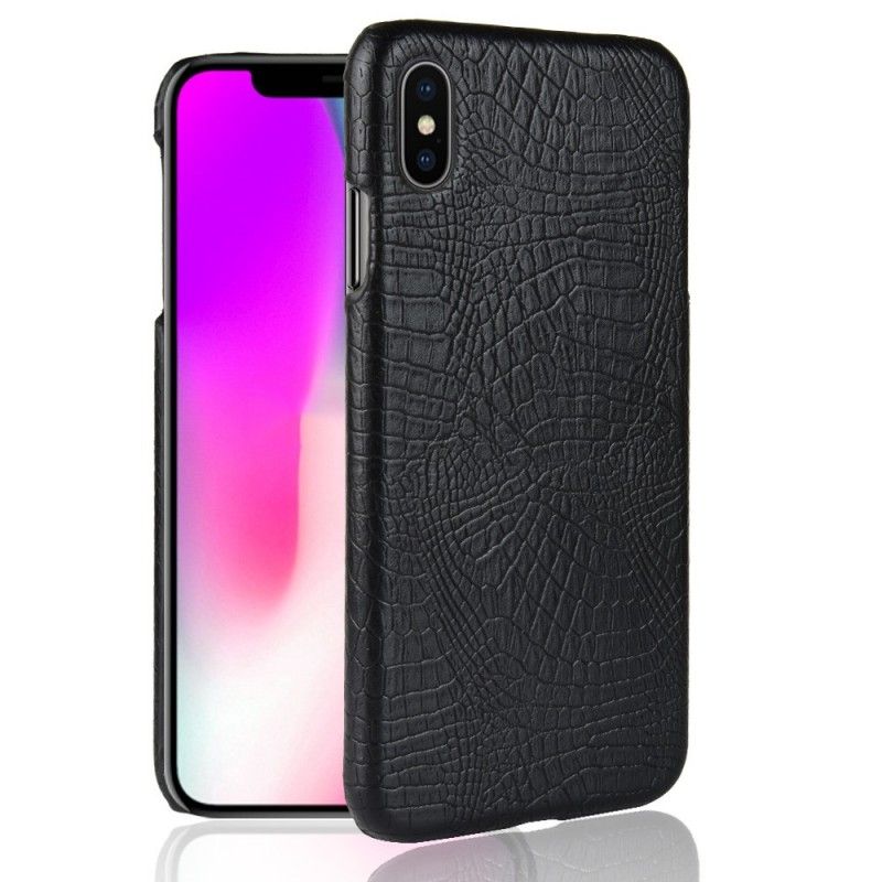 Hoesje voor iPhone XS Max Zwart Krokodillenhuideffect