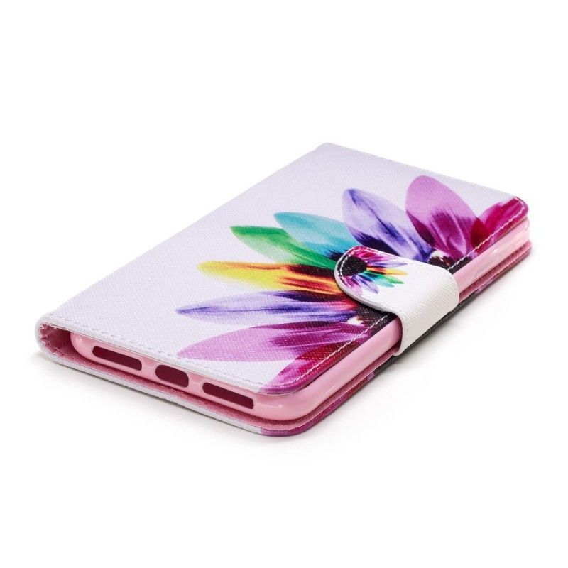 Leren Hoesje iPhone XS Max Aquarelbloem