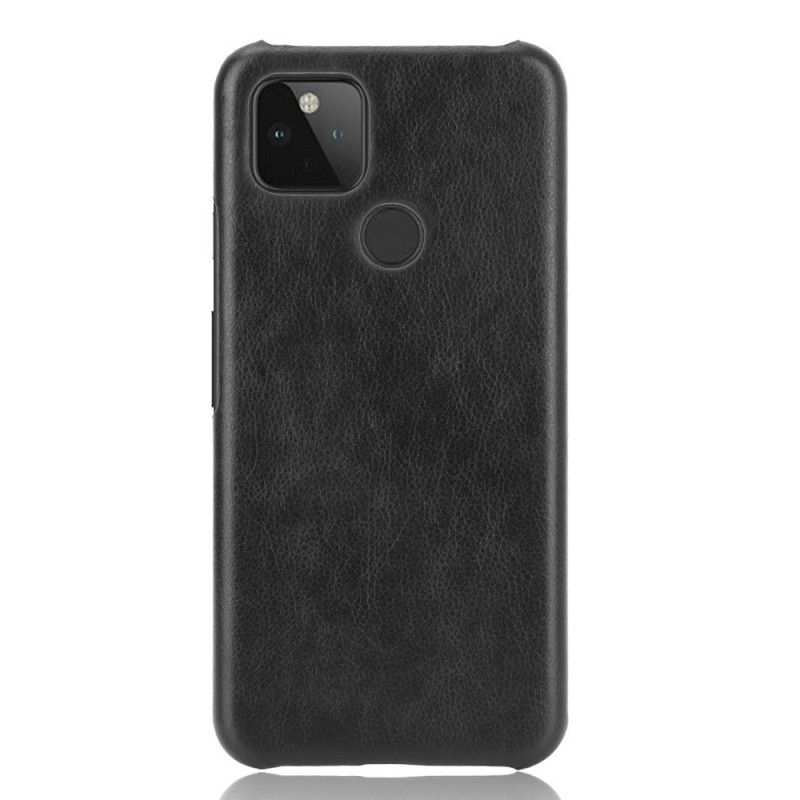 Cover Hoesje Google Pixel 5 Grijs Zwart Telefoonhoesje Performance Lychee Leereffect