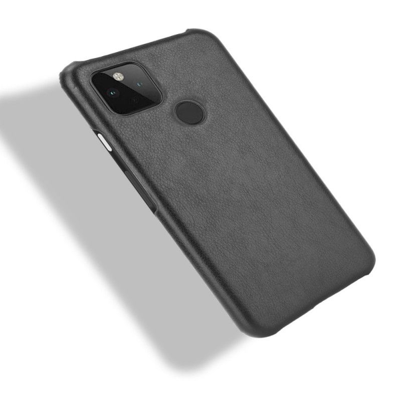 Cover Hoesje Google Pixel 5 Grijs Zwart Telefoonhoesje Performance Lychee Leereffect