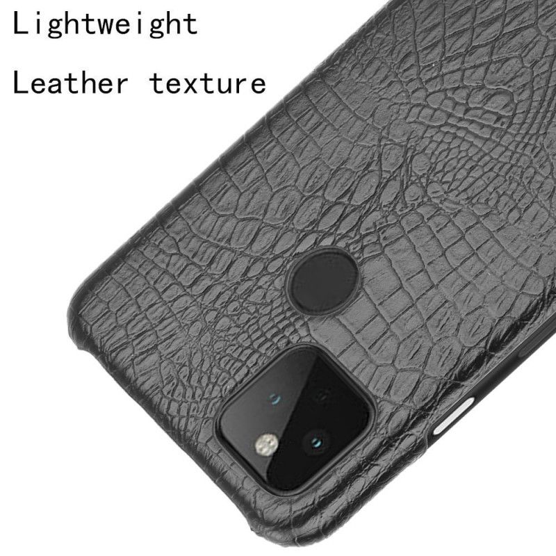 Cover Hoesje Google Pixel 5 Wit Zwart Telefoonhoesje Krokodillenleer Effect