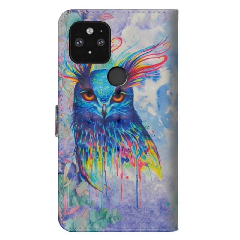 Leren Hoesje voor Google Pixel 5 Aquarel Vogel