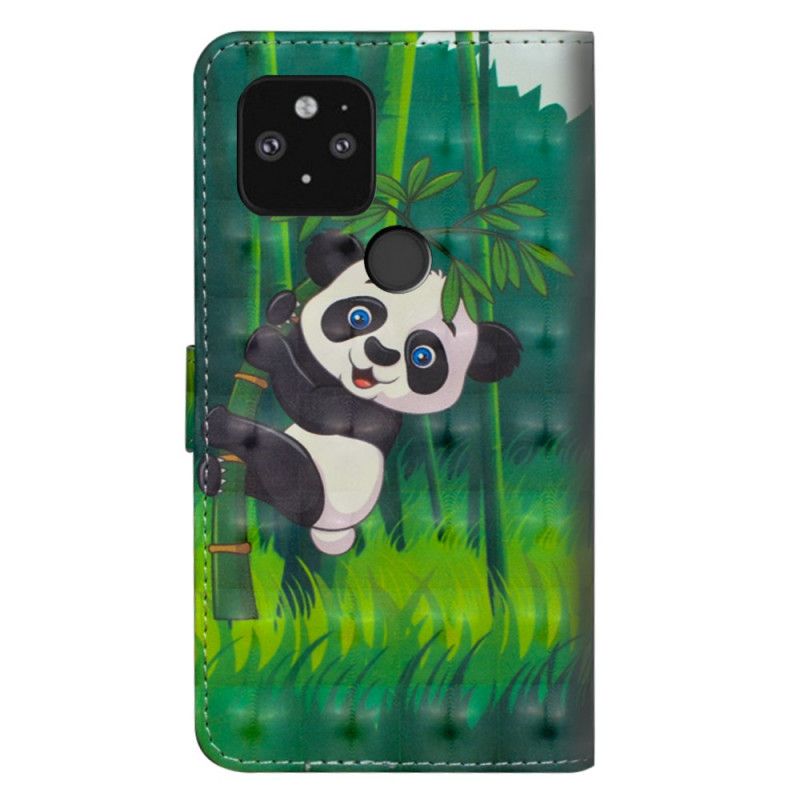 Leren Hoesje voor Google Pixel 5 Panda En Bamboe
