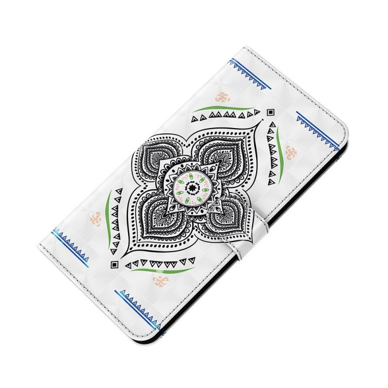 Bescherming Hoesje Samsung Galaxy A42 5G Telefoonhoesje Lichtvlekjes Mandala Met Riempje