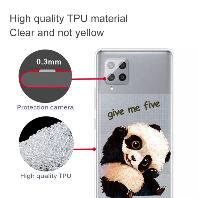 Case Hoesje Samsung Galaxy A42 5G Telefoonhoesje Doorzichtige Panda Geef Me Er Vijf