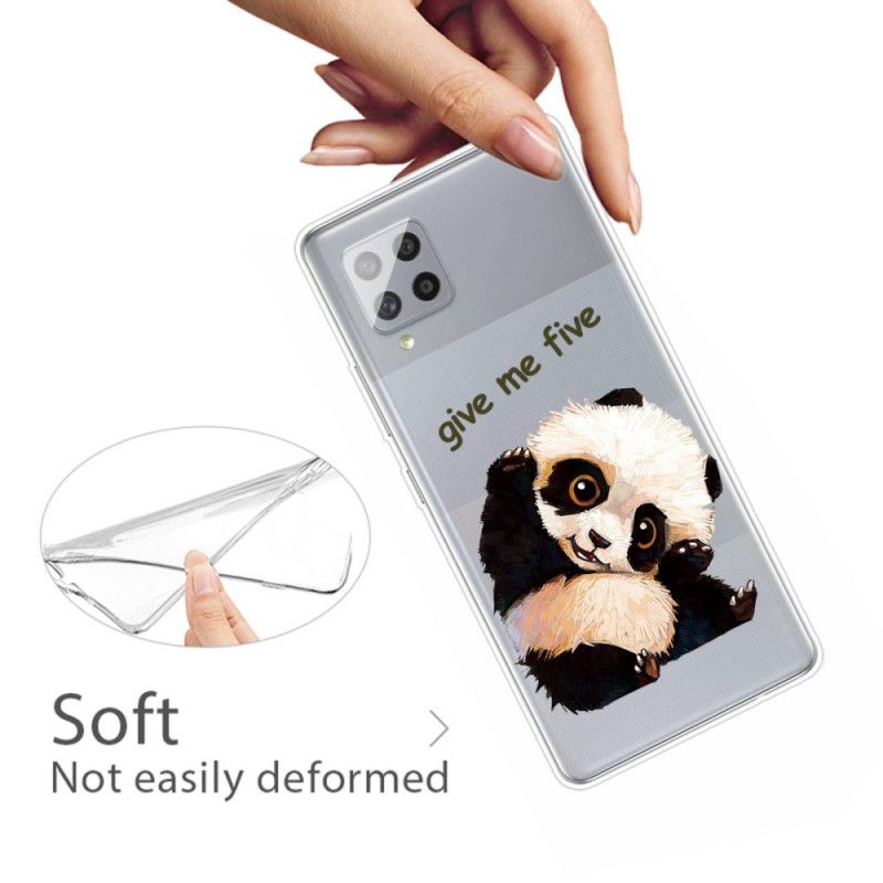 Case Hoesje Samsung Galaxy A42 5G Telefoonhoesje Doorzichtige Panda Geef Me Er Vijf