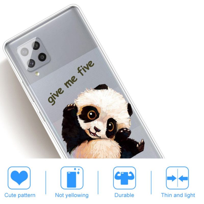 Case Hoesje Samsung Galaxy A42 5G Telefoonhoesje Doorzichtige Panda Geef Me Er Vijf