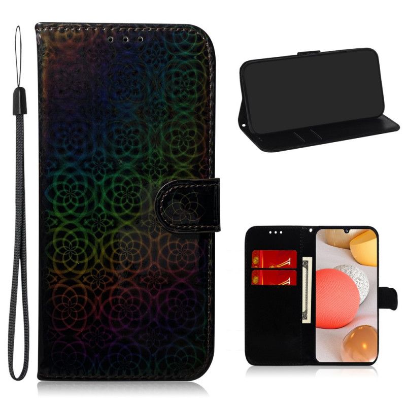 Cover Folio-hoesje Samsung Galaxy A42 5G Grijs Zwart Telefoonhoesje Pure Kleur