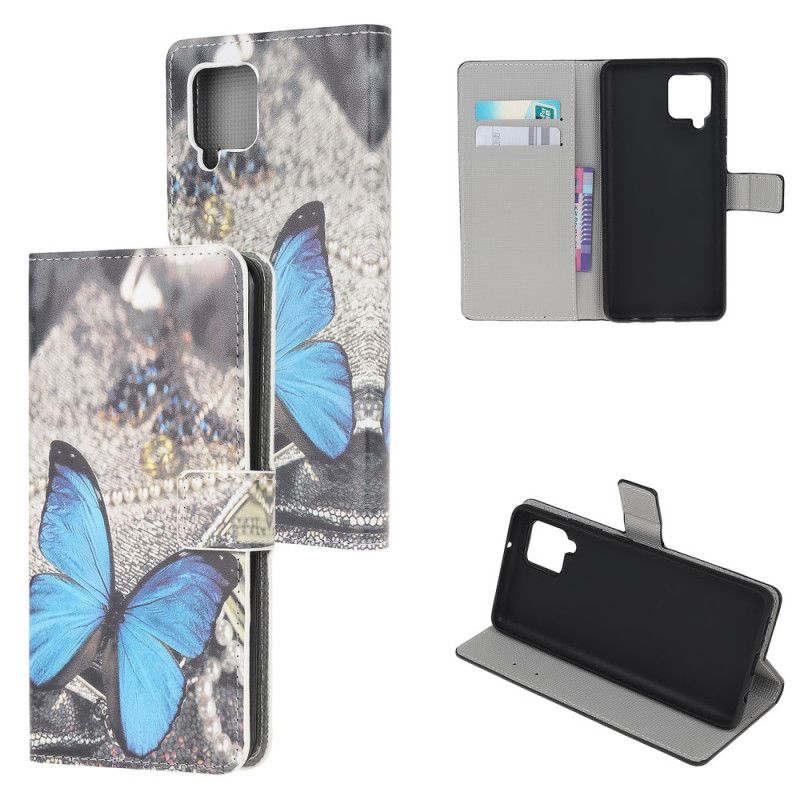 Cover Folio-hoesje Samsung Galaxy A42 5G Telefoonhoesje Blauwe Prestige Vlinder