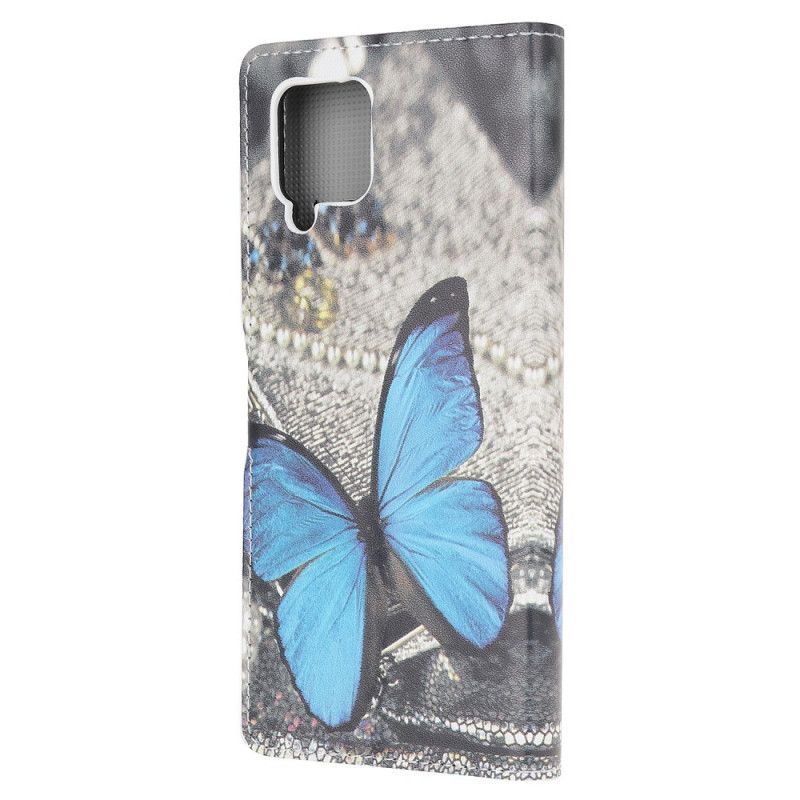 Cover Folio-hoesje Samsung Galaxy A42 5G Telefoonhoesje Blauwe Prestige Vlinder