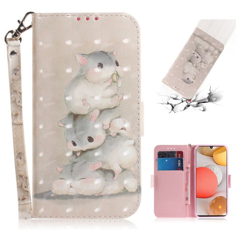 Cover Folio-hoesje Samsung Galaxy A42 5G Telefoonhoesje Hamsters Met String