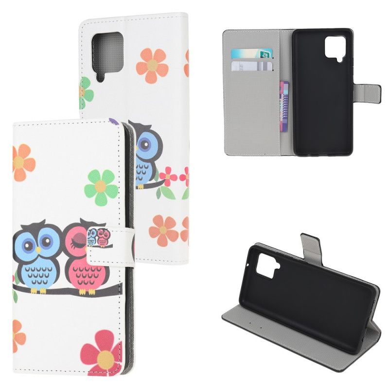 Cover Folio-hoesje Samsung Galaxy A42 5G Telefoonhoesje Paar Uilen