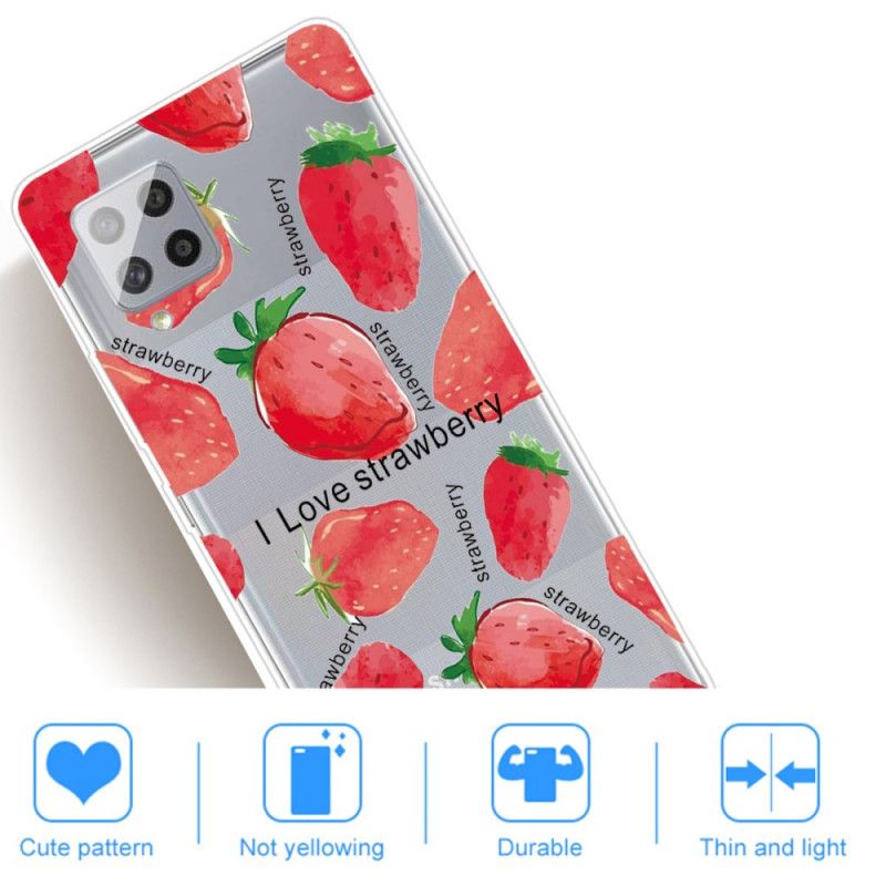 Cover Hoesje Samsung Galaxy A42 5G Telefoonhoesje Aardbeien / Ik Hou Van Aardbei