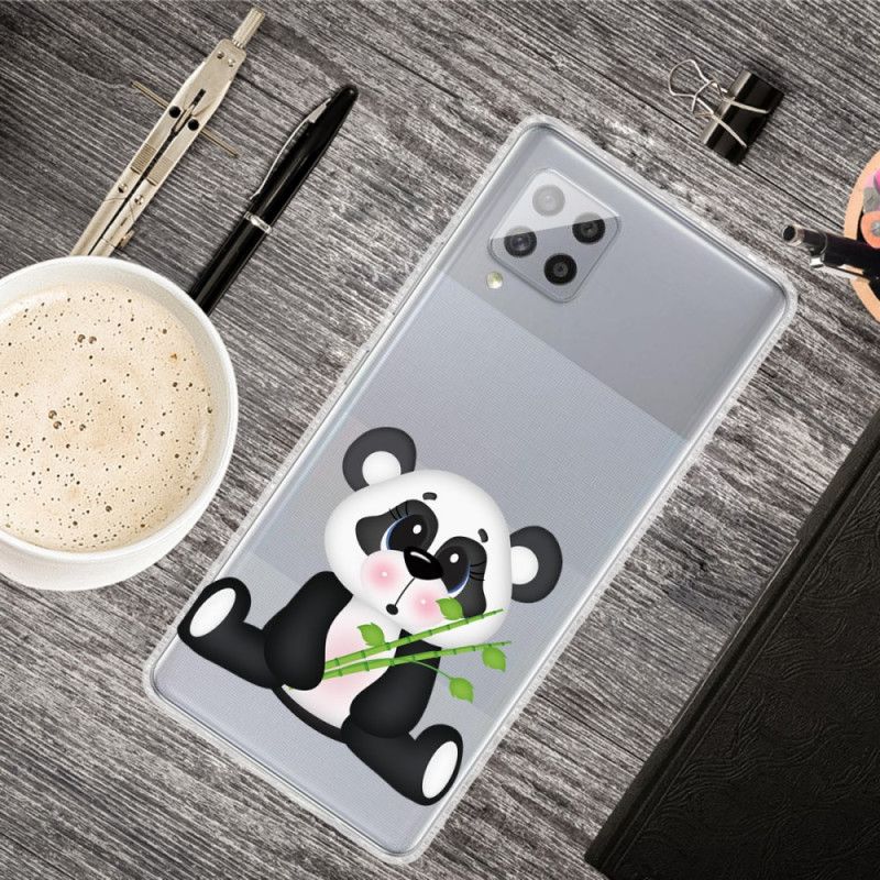 Cover Hoesje Samsung Galaxy A42 5G Telefoonhoesje Transparante Droevige Panda