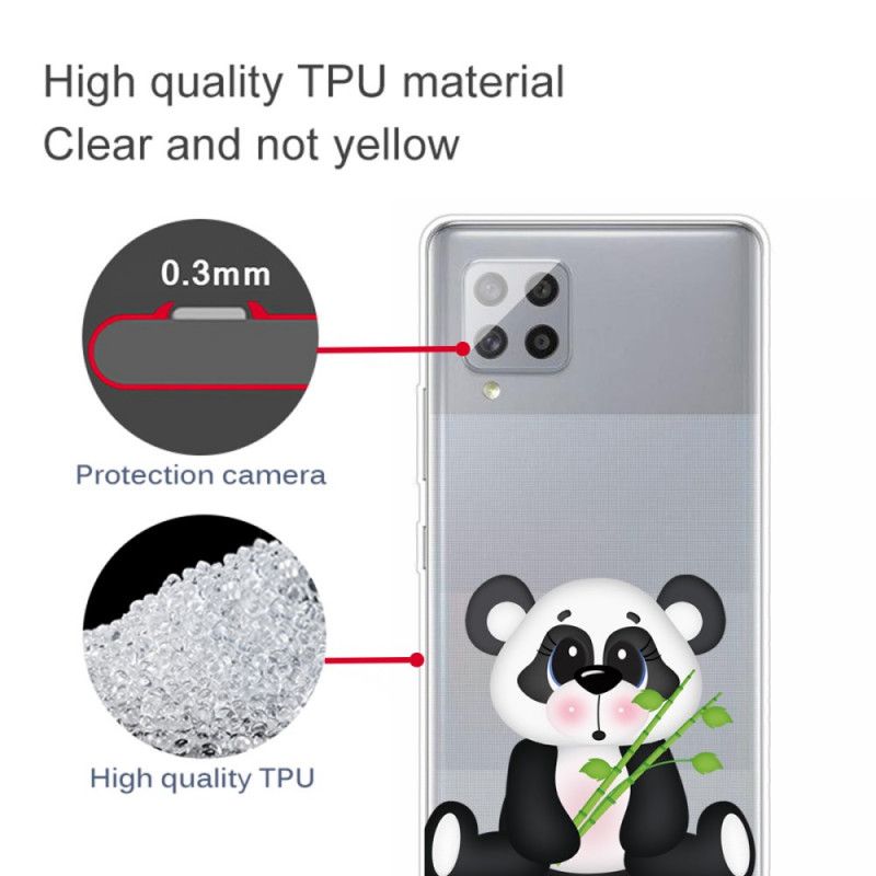 Cover Hoesje Samsung Galaxy A42 5G Telefoonhoesje Transparante Droevige Panda