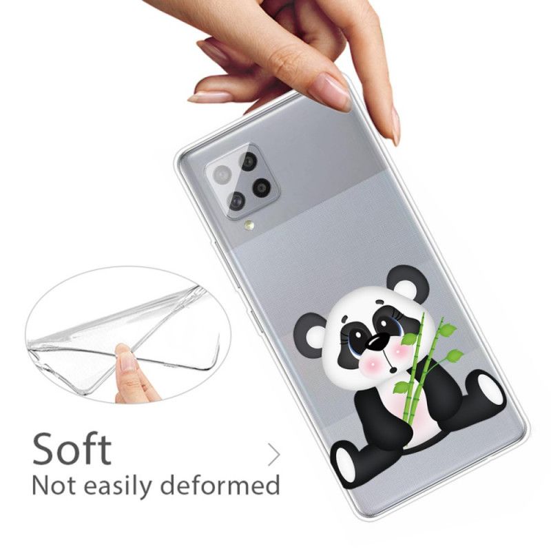 Cover Hoesje Samsung Galaxy A42 5G Telefoonhoesje Transparante Droevige Panda