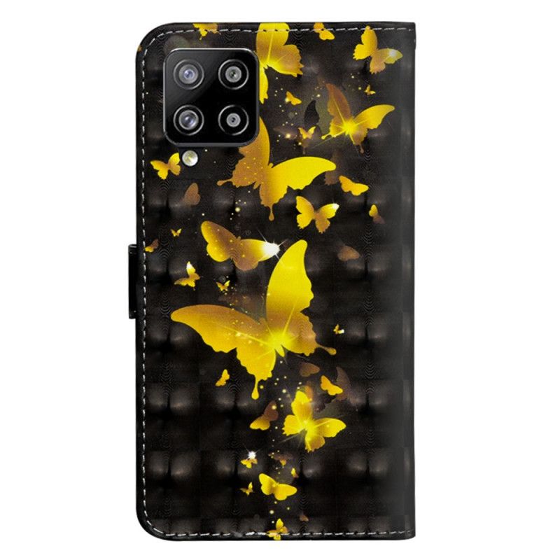 Flip Case Leren Samsung Galaxy A42 5G Gele Vlinders