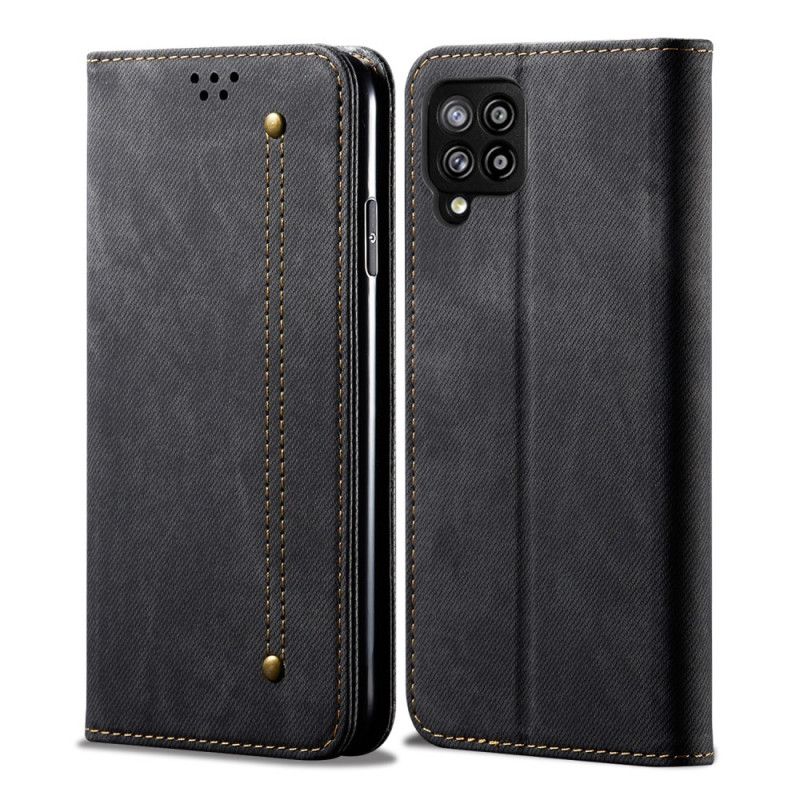 Folio-hoesje voor Samsung Galaxy A42 5G Donkerblauw Zwart Jeansstof