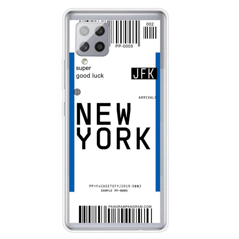 Hoesje Samsung Galaxy A42 5G Donkerblauw Zwart Instapkaart Naar New York