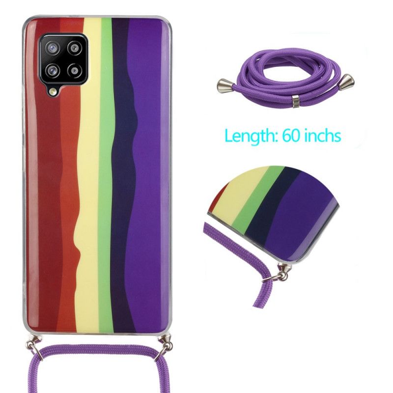 Hoesje Samsung Galaxy A42 5G Geel Rood Regenboog En Koord