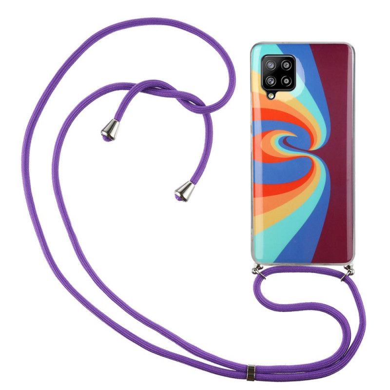 Hoesje Samsung Galaxy A42 5G Geel Rood Regenboog En Koord