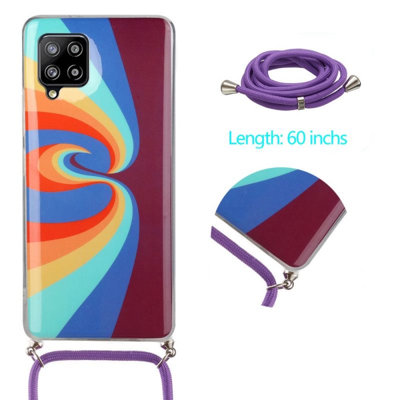 Hoesje Samsung Galaxy A42 5G Geel Rood Regenboog En Koord