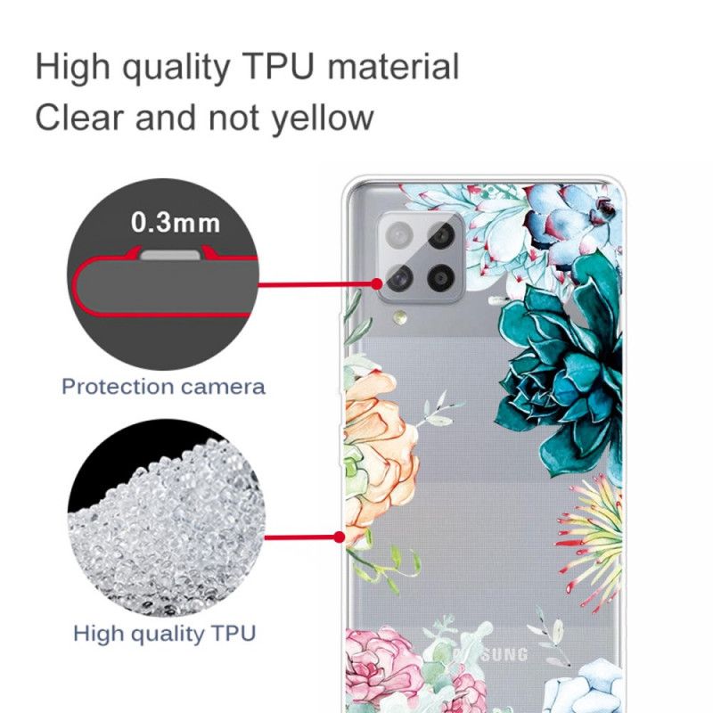 Hoesje voor Samsung Galaxy A42 5G Transparante Aquarelbloemen