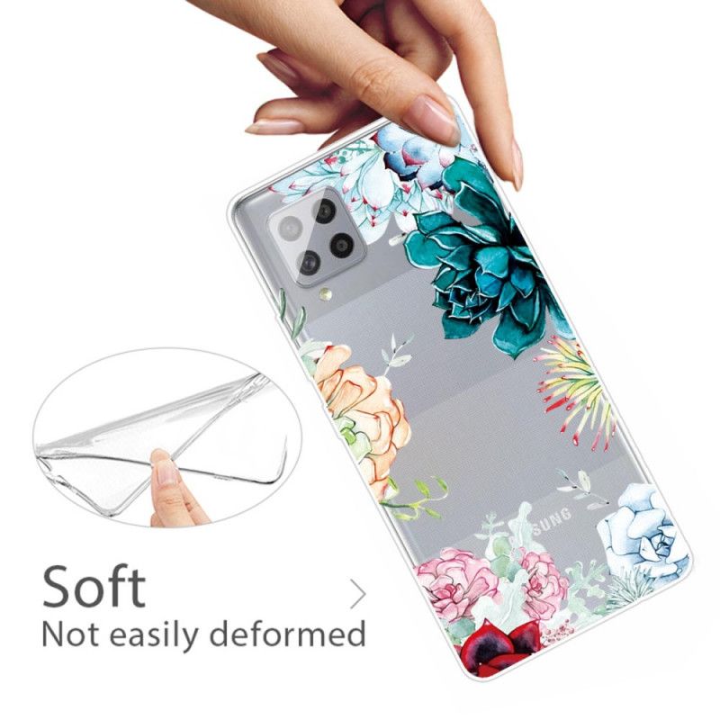 Hoesje voor Samsung Galaxy A42 5G Transparante Aquarelbloemen