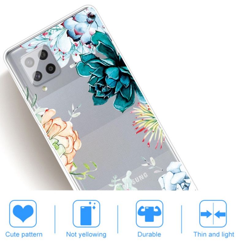 Hoesje voor Samsung Galaxy A42 5G Transparante Aquarelbloemen