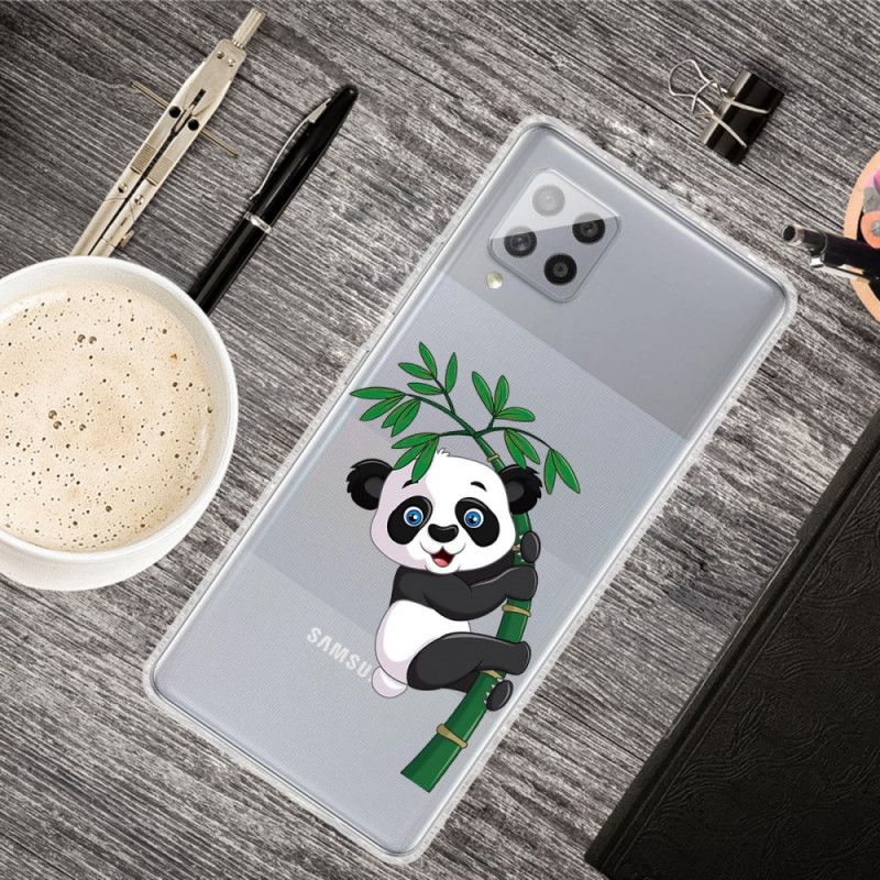 Hoesje voor Samsung Galaxy A42 5G Transparante Panda Op Bamboe