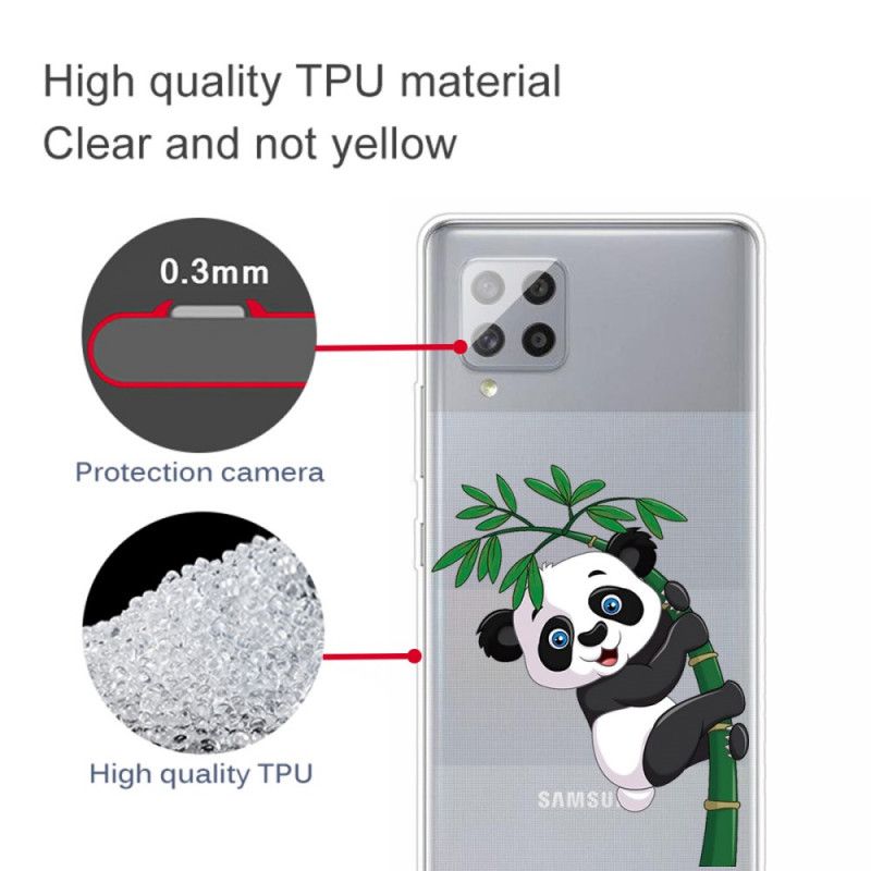 Hoesje voor Samsung Galaxy A42 5G Transparante Panda Op Bamboe