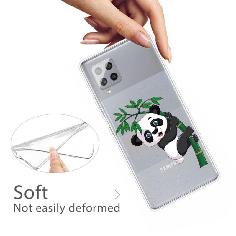 Hoesje voor Samsung Galaxy A42 5G Transparante Panda Op Bamboe