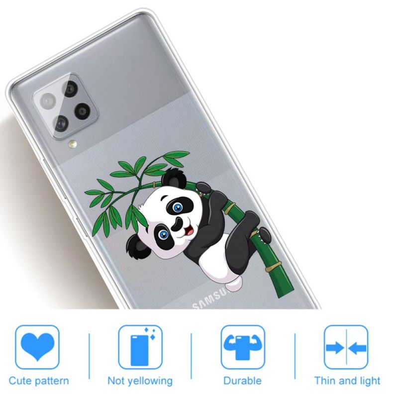 Hoesje voor Samsung Galaxy A42 5G Transparante Panda Op Bamboe