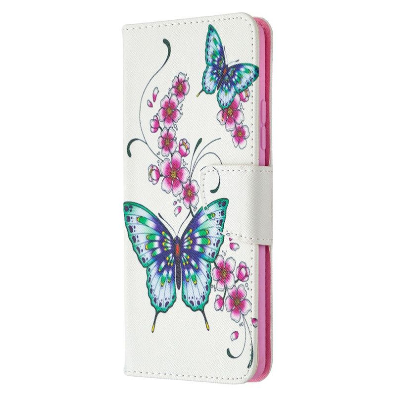 Leren Hoesje Samsung Galaxy A42 5G Aquarel Vlinders