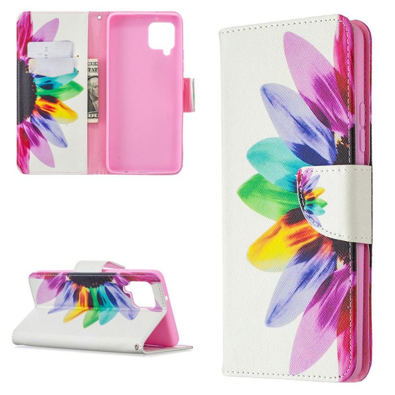 Leren Hoesje Samsung Galaxy A42 5G Aquarelbloem