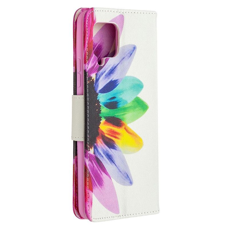 Leren Hoesje Samsung Galaxy A42 5G Aquarelbloem