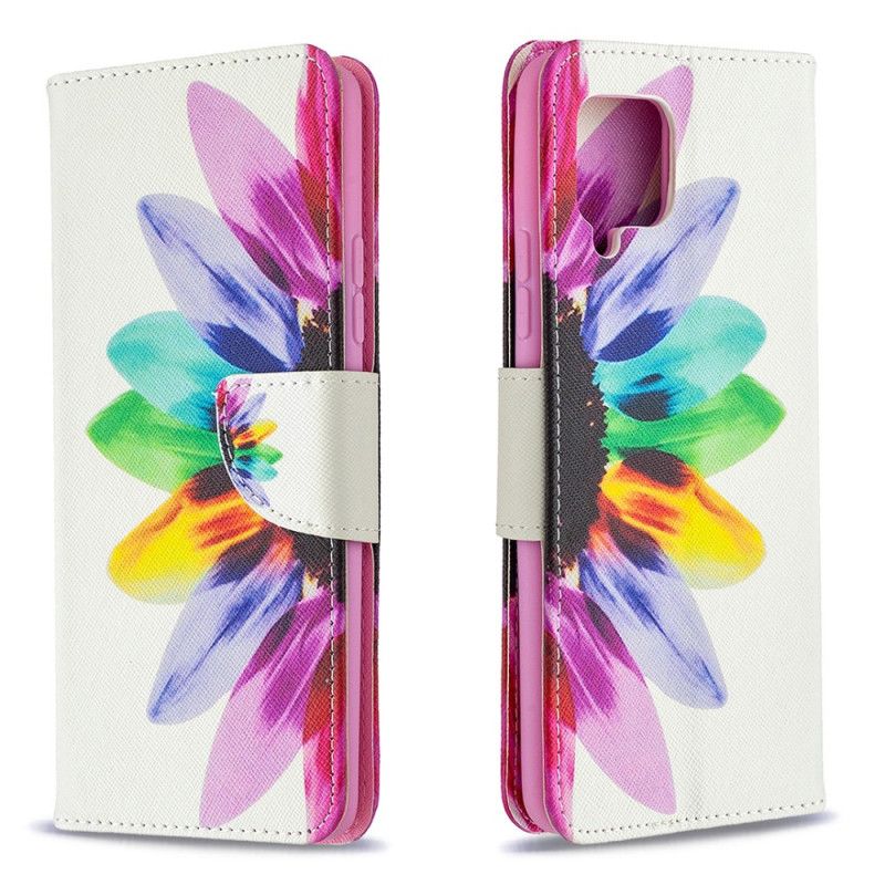 Leren Hoesje Samsung Galaxy A42 5G Aquarelbloem