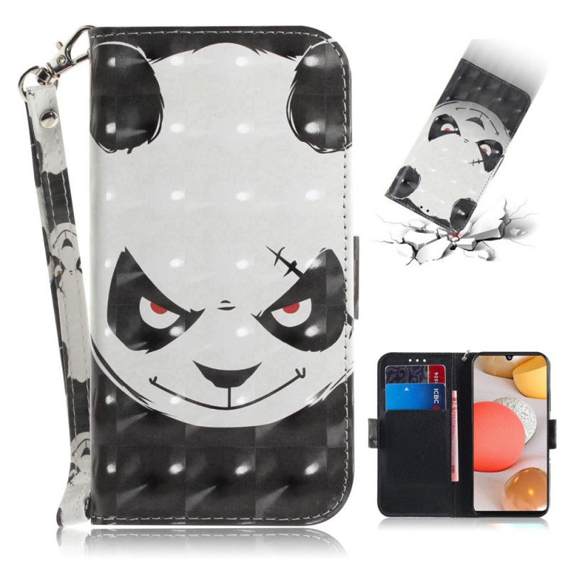 Leren Hoesje Samsung Galaxy A42 5G Boze Panda Met String