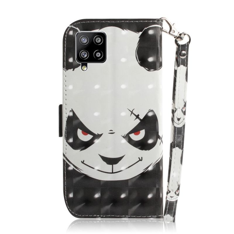 Leren Hoesje Samsung Galaxy A42 5G Boze Panda Met String