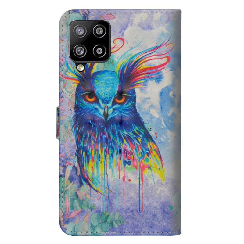 Leren Hoesje Samsung Galaxy A42 5G Telefoonhoesje Aquarel Vogel