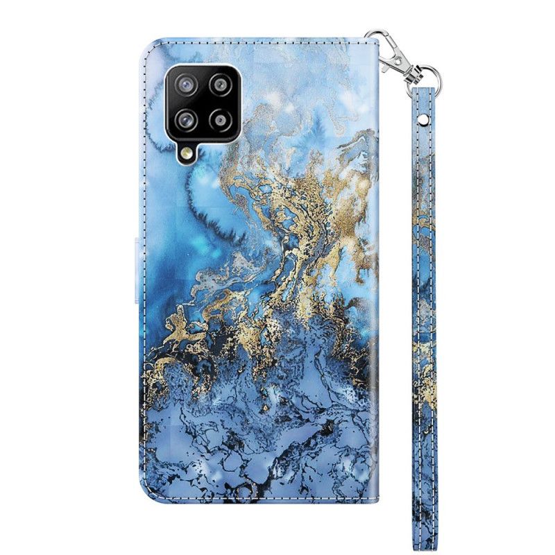 Leren Hoesje Samsung Galaxy A42 5G Telefoonhoesje Design Marmeren Lichtspot Met Riempje