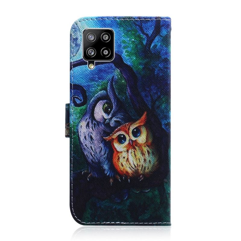 Leren Hoesje Samsung Galaxy A42 5G Uil Schilderij