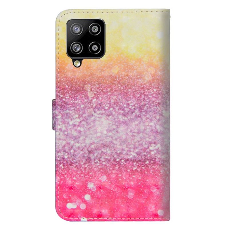 Leren Hoesje Samsung Galaxy A42 5G Verloop Magenta Glitter