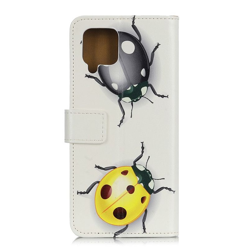 Leren Hoesje voor Samsung Galaxy A42 5G Lieveheersbeestjes