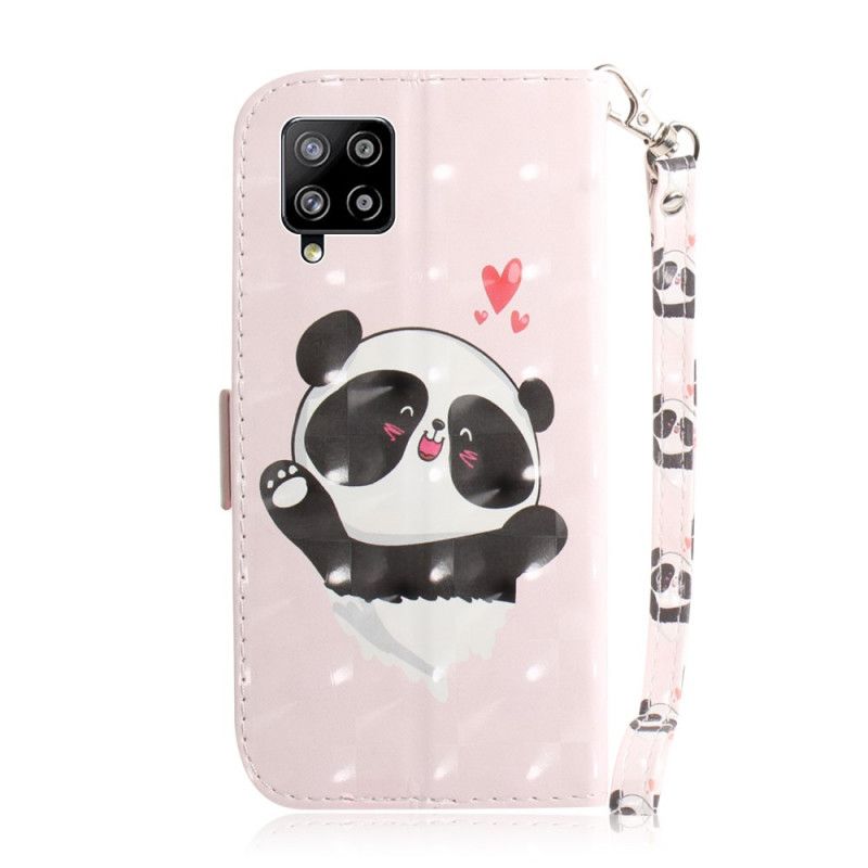 Leren Hoesje voor Samsung Galaxy A42 5G Panda Love Met String