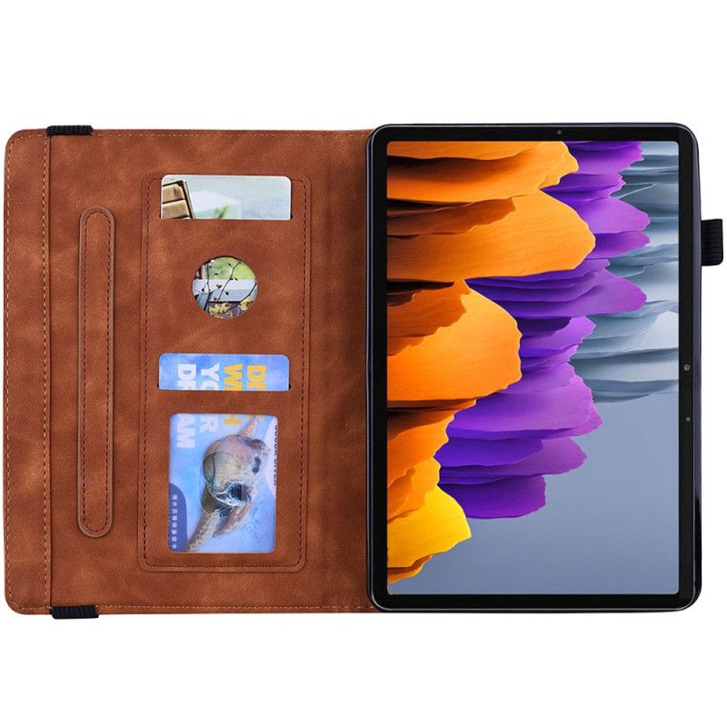 Cover Samsung Galaxy Tab S9 Bloemenpatroon En Stylushouderriem Bescherming Hoesje