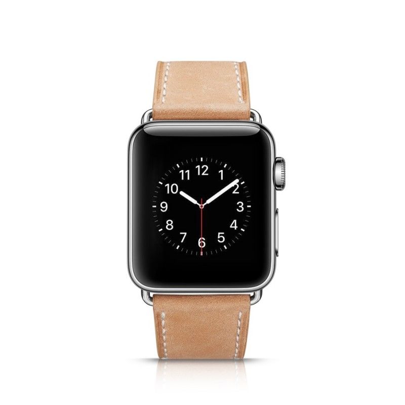 Apple Horlogeband 44/42 Mm Echt Lederen Stiksels