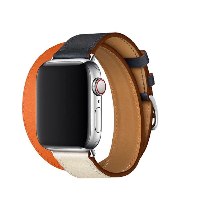 Apple Horlogeband 44/42 Mm Lederen Dubbele Tour Kleuren